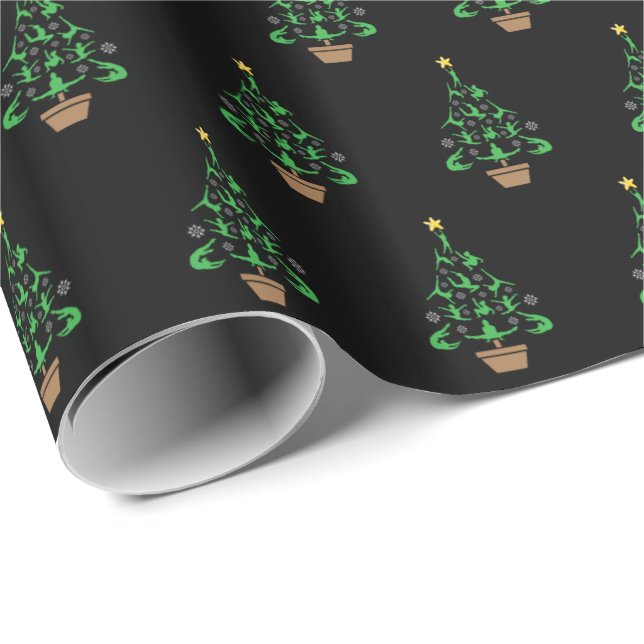 Girls Gymnastics Christmas Tree Wrapping Paper (Roll Corner)