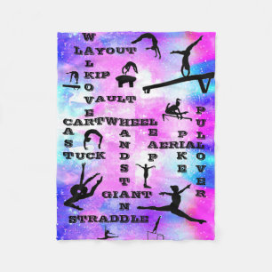 Girls Gymnastics Crosswords Skills Fleece Blanket