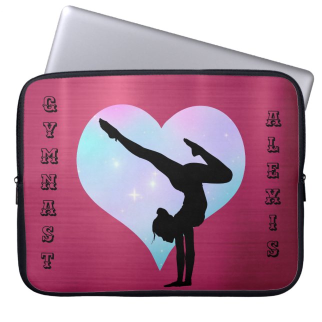 Girls Gymnastics Custom Name Gymnast Handstand Laptop Sleeve (Front)