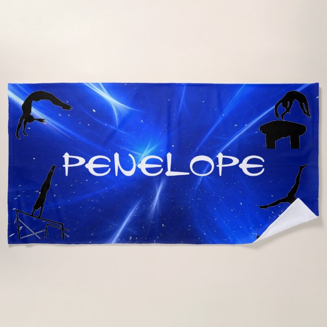 Girls Gymnastics Events Beach Towel (Front)