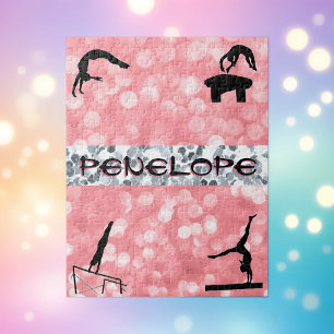 Girls Gymnastics Events Glitz and Glam Jigsaw Puzzle