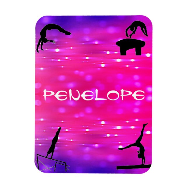Girls Gymnastics Events Pink / Purple Magnet (Vertical)