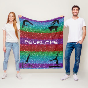 Girls Gymnastics Events Rainbow Sparkle Blanket