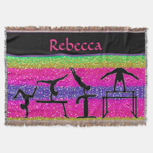 Girls Gymnastics Events Sparkle Throw Blanket