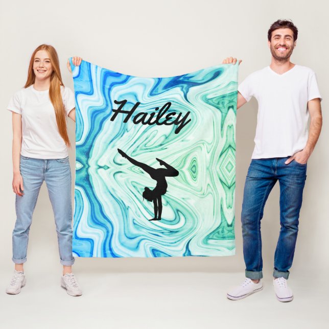 Girls Gymnastics Fleece Blanket w/ Name (In Situ)