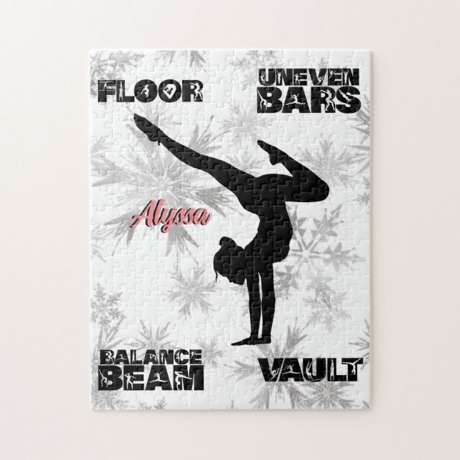 Girls Gymnastics Floor, Bars, Beam, Vault Winter   Jigsaw Puzzle (Vertical)