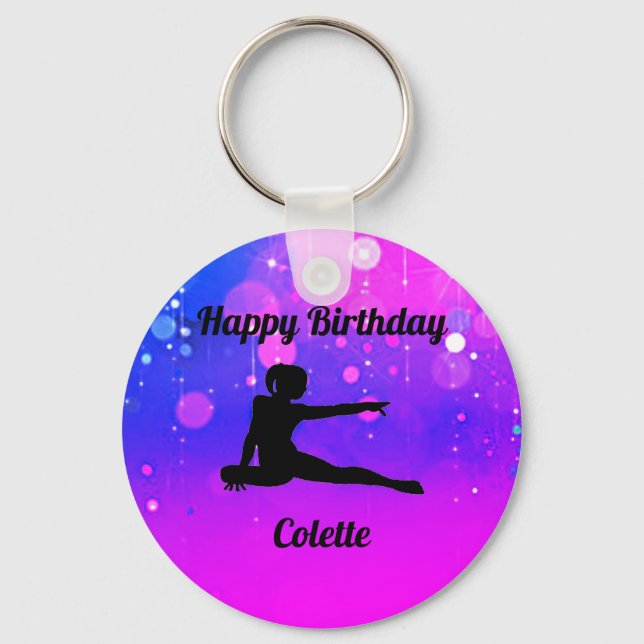 Girls Gymnastics Happy Birthday Key Ring (Front)