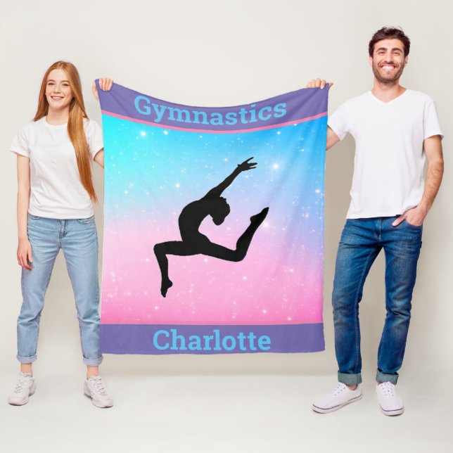Girls Gymnastics Leap Pastel Fleece Blanket (In Situ)
