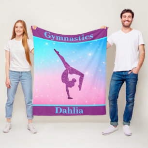 Girls Gymnastics Leap Pastel Fleece Blanket