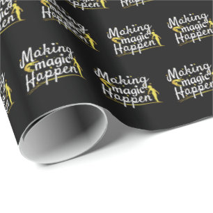 Girls Gymnastics Making Magic Happen Quote Wrapping Paper
