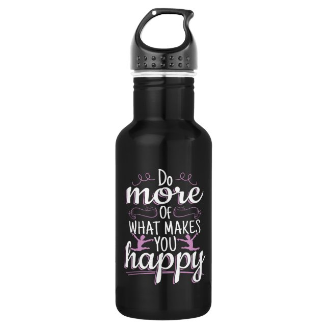 Girls Gymnastics - Motivational Happy Quote 532 Ml Water Bottle (Front)