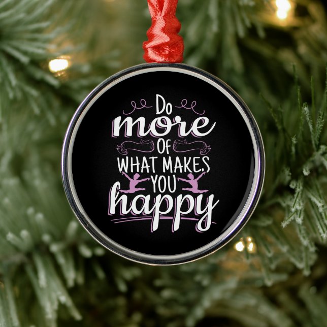 Girls Gymnastics - Motivational Happy Quote Metal Ornament (Tree)