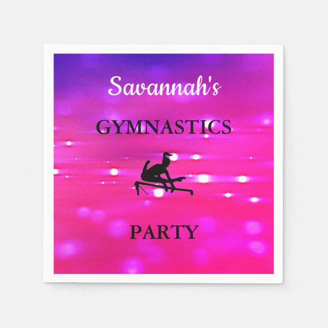 Girls GYMNASTICS PARTY Personalised Set of 50 Napkin (Front)