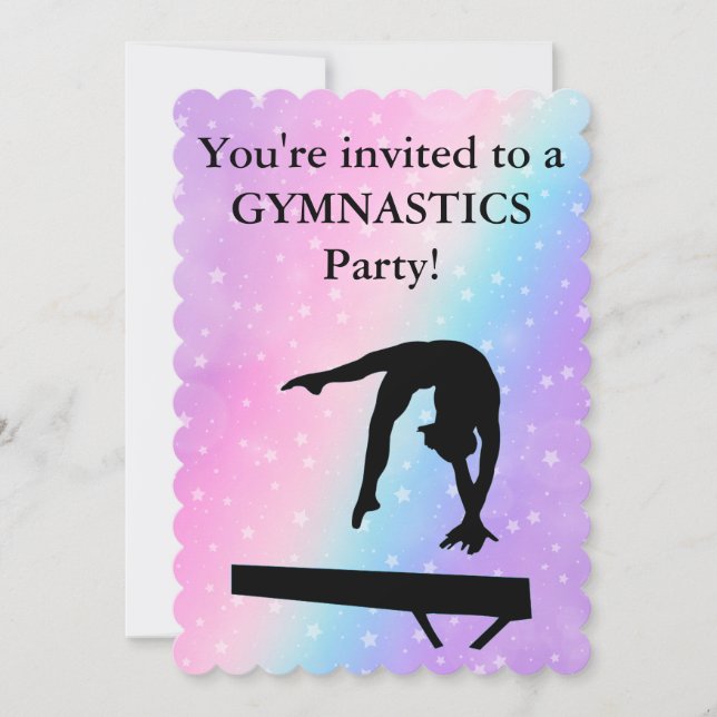 Girls Gymnastics Pastel Stars Birthday Party (Front)