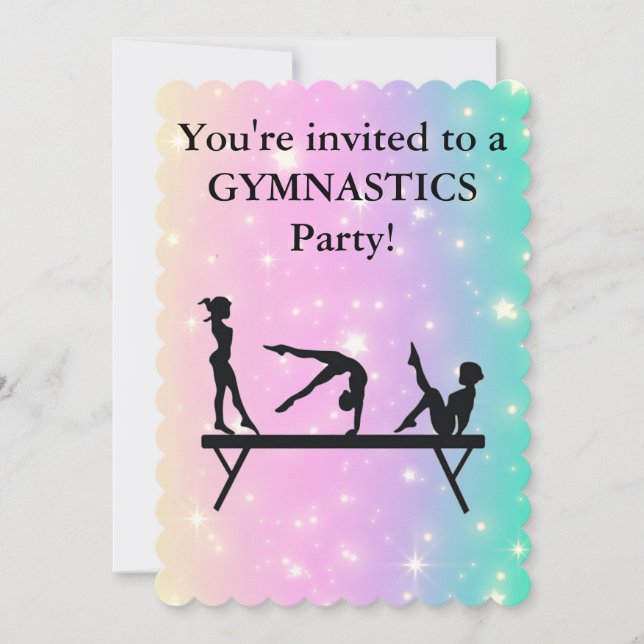 Girls Gymnastics Pastel Stars Birthday Party (Front)