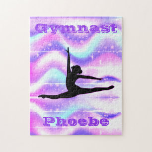Girls Gymnastics Purple Jigsaw Puzzle