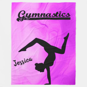 Girls Gymnastics Purple Swirl Personalised Fleece Blanket
