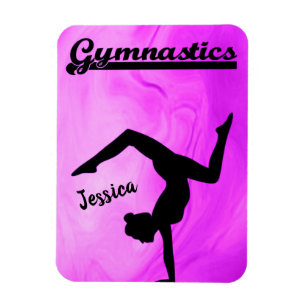 Girls Gymnastics Purple Swirl Personalised Magnet