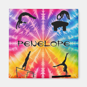 Girls Gymnastics Rainbow Tie-Dye Magnet