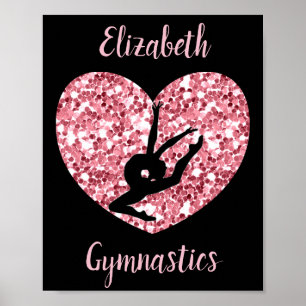 Girls Gymnastics Rose Gold Personalised Poster