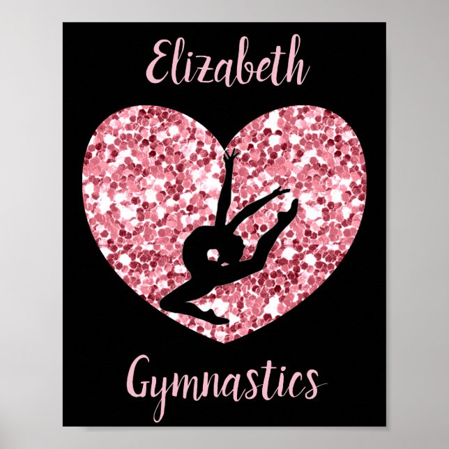 Girls Gymnastics Rose Gold Personalised Poster (Front)