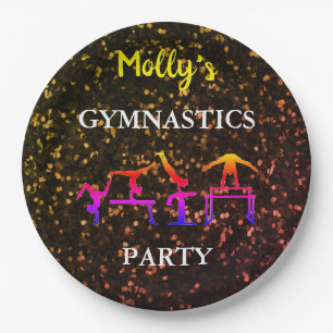 Girls Gymnastics Sparkle Birthday Party Custom Paper Plate