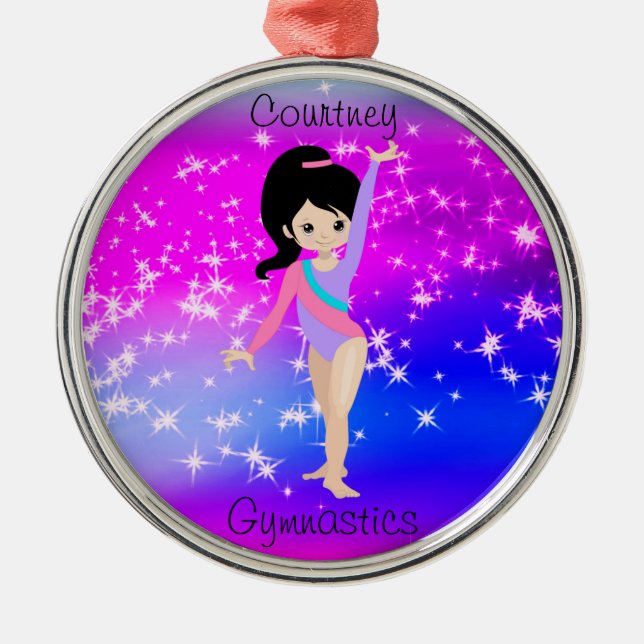 Girls Gymnastics Sparkle Gymnast in Leotard    Metal Ornament (Front)
