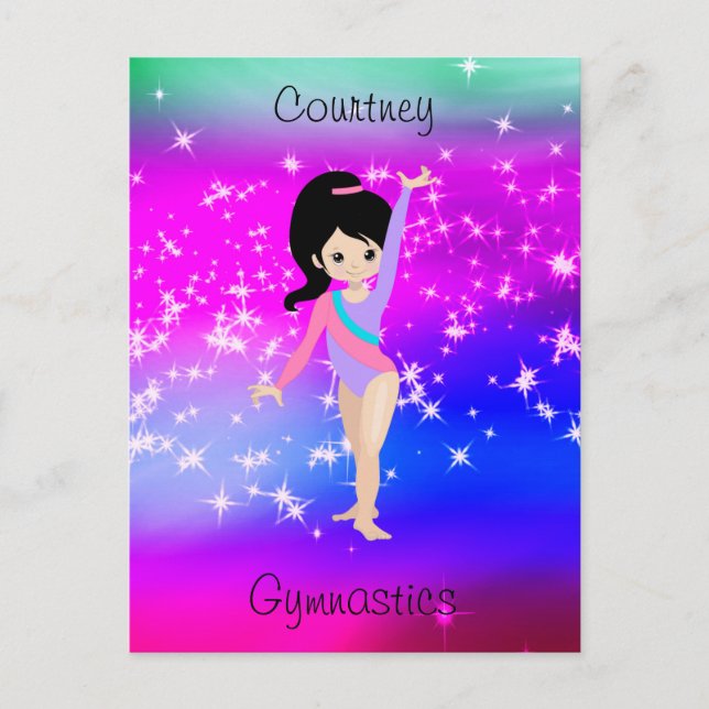 Girls Gymnastics Sparkle Gymnast in Leotard    Postcard (Front)