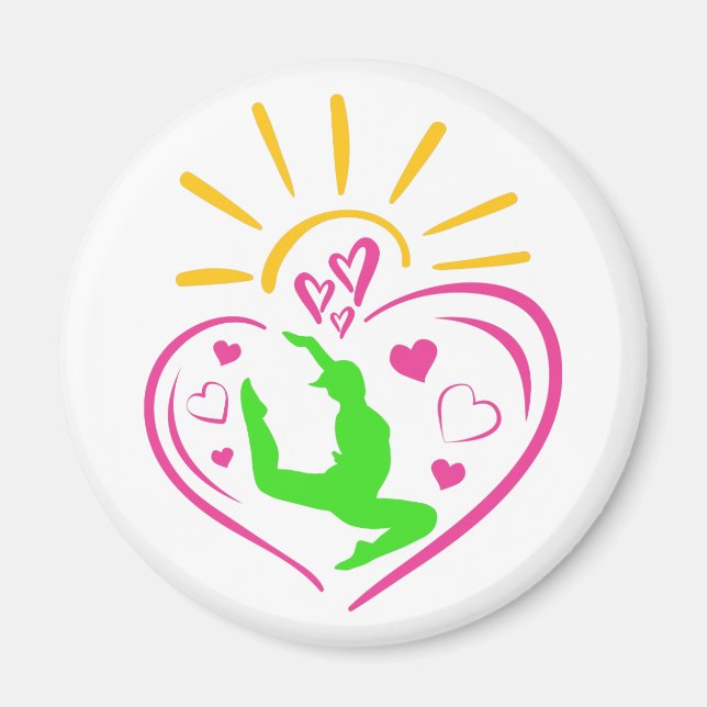 Girls Gymnastics - Summer Sunshine Heart Magnet (Front)