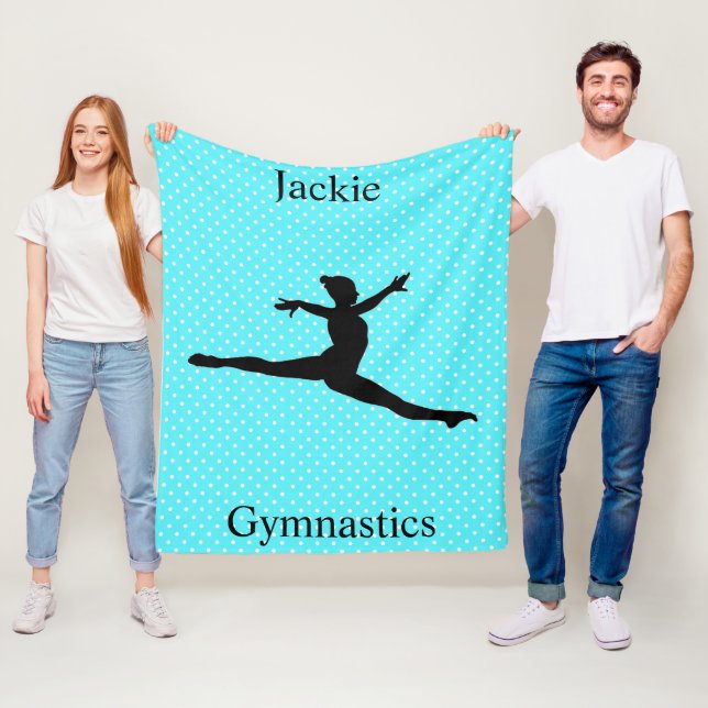 Girls Gymnastics Switch Leap Polka Dot Fleece Blanket (In Situ)