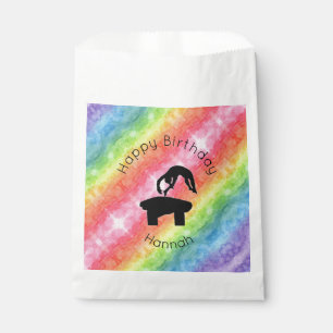 Girls Gymnastics Vault "Happy Birthday" Rainbow Favour Bag