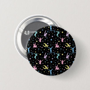 Girls Gymnastics Women Gymnasts with Stars 6 Cm Round Badge