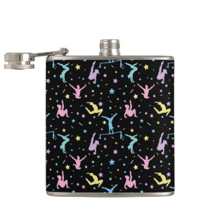 Girls Gymnastics Women Gymnasts with Stars Hip Flask