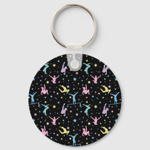 Girls Gymnastics Women Gymnasts with Stars Key Ring