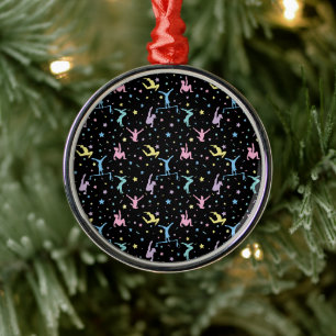 Girls Gymnastics Women Gymnasts with Stars Metal Ornament