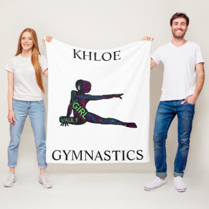 Girls Gymnastics Word Art / Word Cloud Fleece Blanket