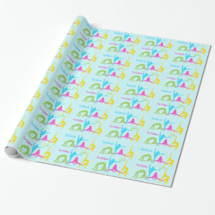 Girls Gymnastics wrapping paper- blue Paper
