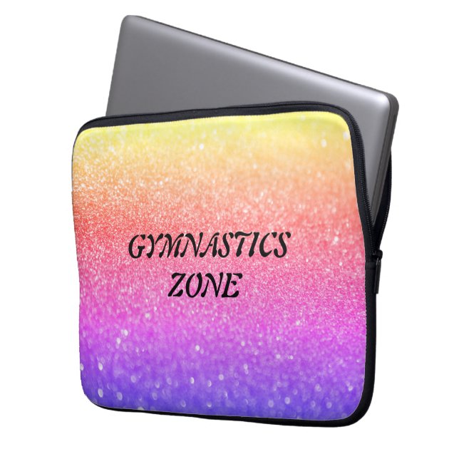 Girls Gymnastics Zone Gymnast Rainbow Sparkle Laptop Sleeve (Front Left)