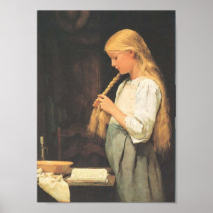 Girls' hair braiding  1887 poster