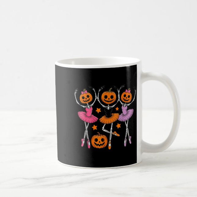 Girls Halloween Ballet Skeleton Pumpkin Girls Skel Coffee Mug (Right)