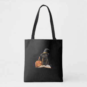 Girls Halloween Cute Cat Pumpkin Witch Costume _1 Tote Bag