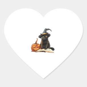 Girls Halloween Cute Cat Pumpkin Witch Costume Heart Sticker