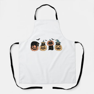 Girls Halloween Cute Cat Pumpkin Witch Costume Lon Apron