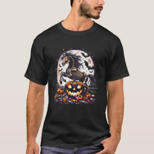Girls Halloween Skeleton Skull Horse Animal Graphi T-Shirt