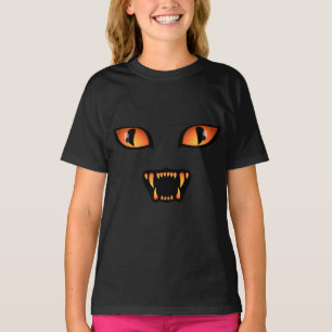 Girls Halloween T-shirt Spooky Black Cat Shirt
