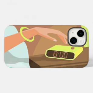 Girls hand pushing on alarm clock snooze button Case-Mate iPhone 14 case