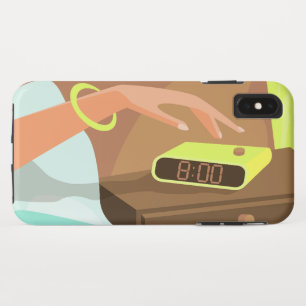 Girls hand pushing on alarm clock snooze button iPhone XS max case