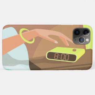 Girls hand pushing on alarm clock snooze button iPhone 11 pro max case