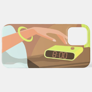 Girls hand pushing on alarm clock snooze button iPhone 12 pro max case
