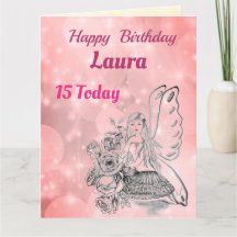 Girls Happy 15th Birthday Fairy Greeting
